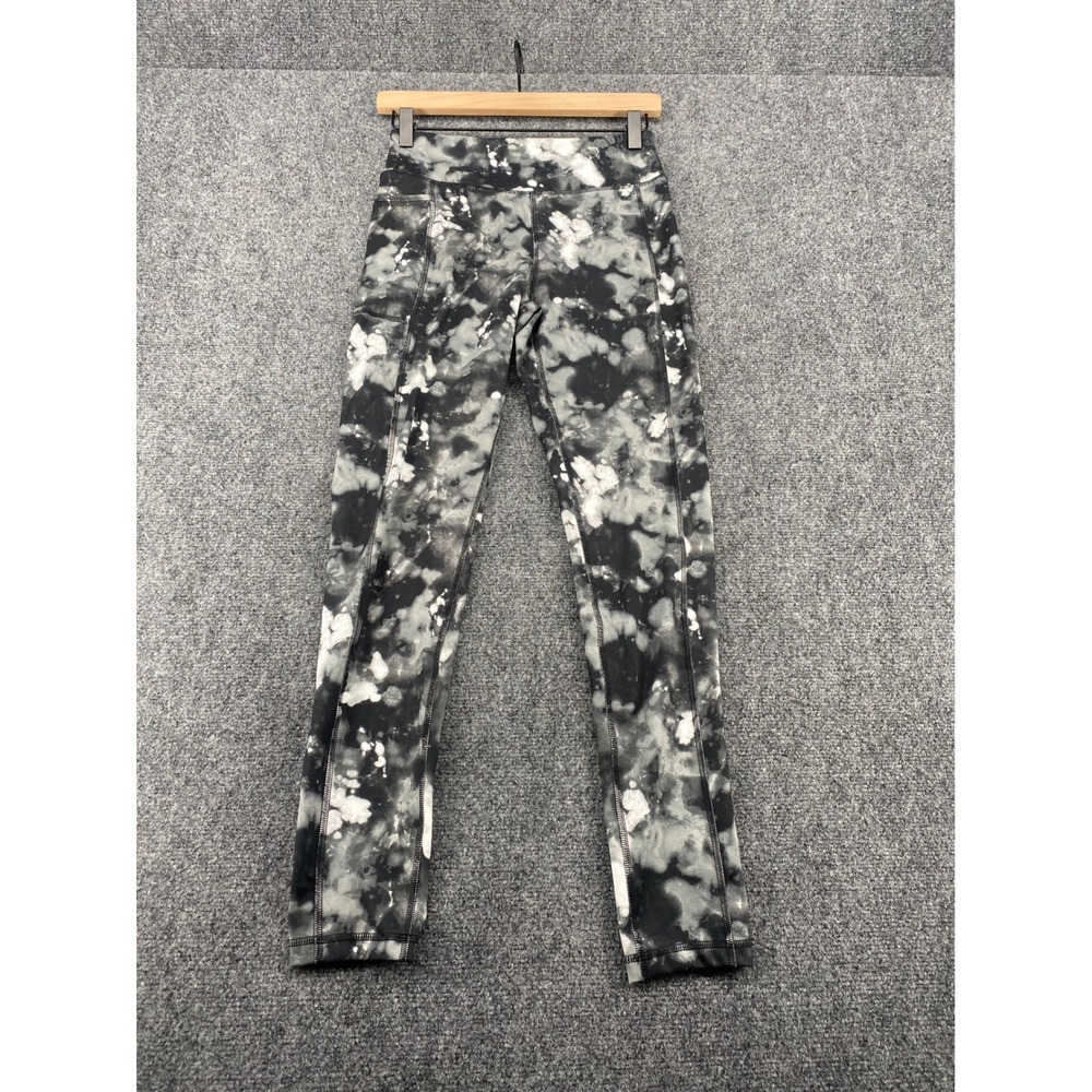 Tek Gear Soft Tek High Rise Leggings Girls XL 14/16 Black White Tie Dye Pocket